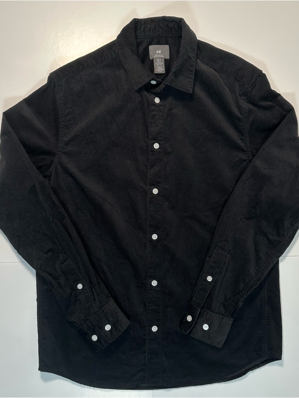 H&M Black Corduroy‎ Button Up Shirt Small